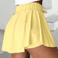 High Waist Drawstring Lined Sports Skorts