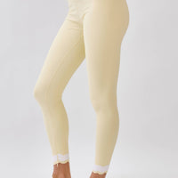 Scallop Trim High Waisted Active Leggings: BUTTER YELLOW