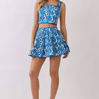 Floral Print Tiered High Rise Mini Skirt
