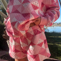Gemma Patchwork Quilted Shorts (sweatshirt sold separately)