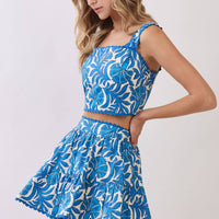 Floral Print Scallop Trim Detail Crop Top