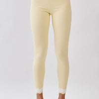 Scallop Trim High Waisted Active Leggings: BUTTER YELLOW