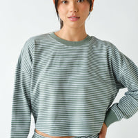 Boardwalk Stripe Crewneck Set: EUCALYPTUS/WHITE