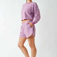 Boardwalk Stripe Crewneck Set: MULBERRY/WHITE