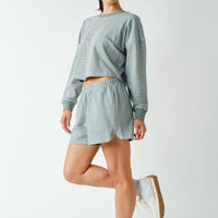Boardwalk Stripe Crewneck Set: EUCALYPTUS/WHITE