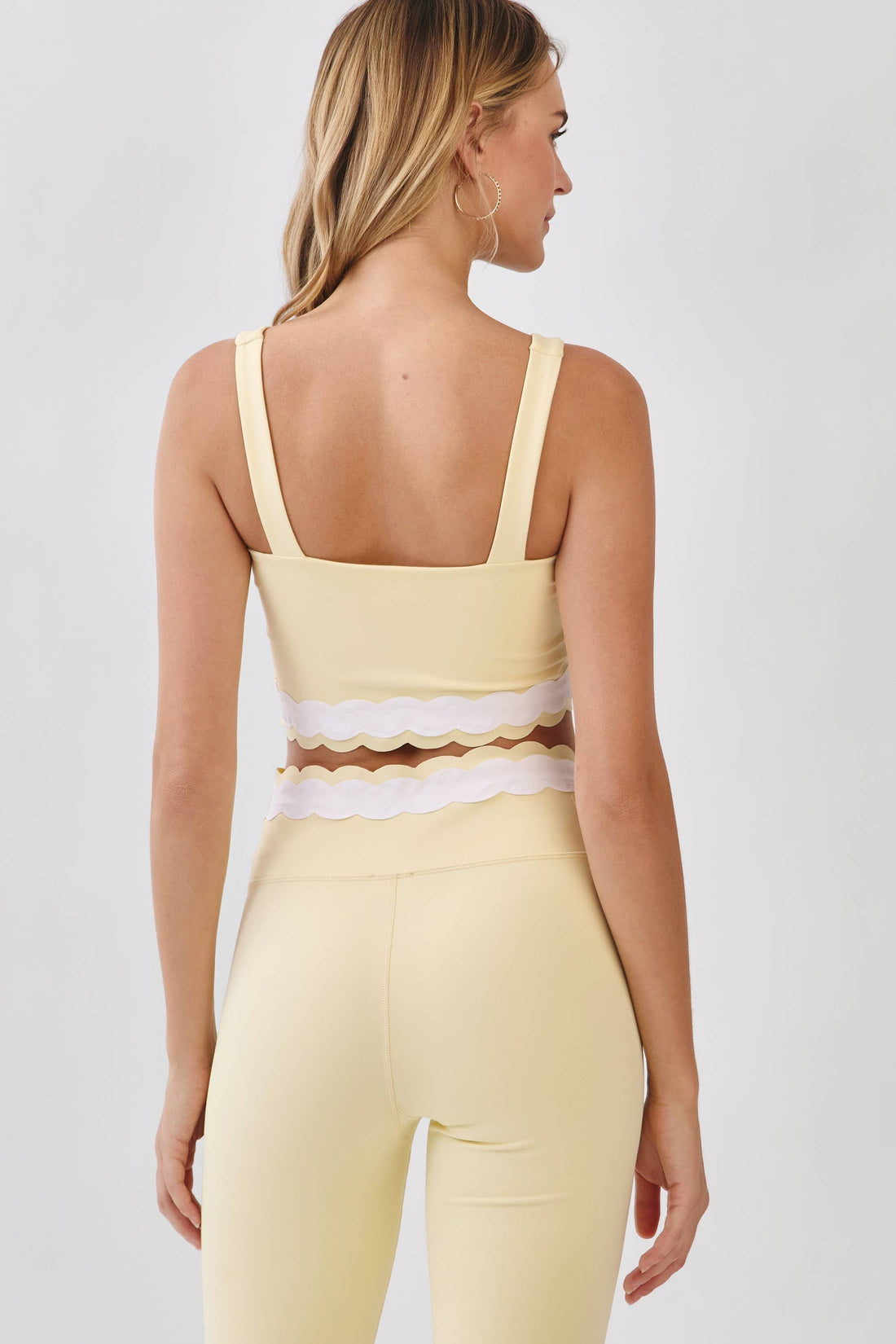 Scallop Trim Active Crop Top: BUTTER YELLOW