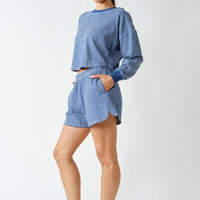 Boardwalk Stripe Crewneck Set: OCEAN/WHITE