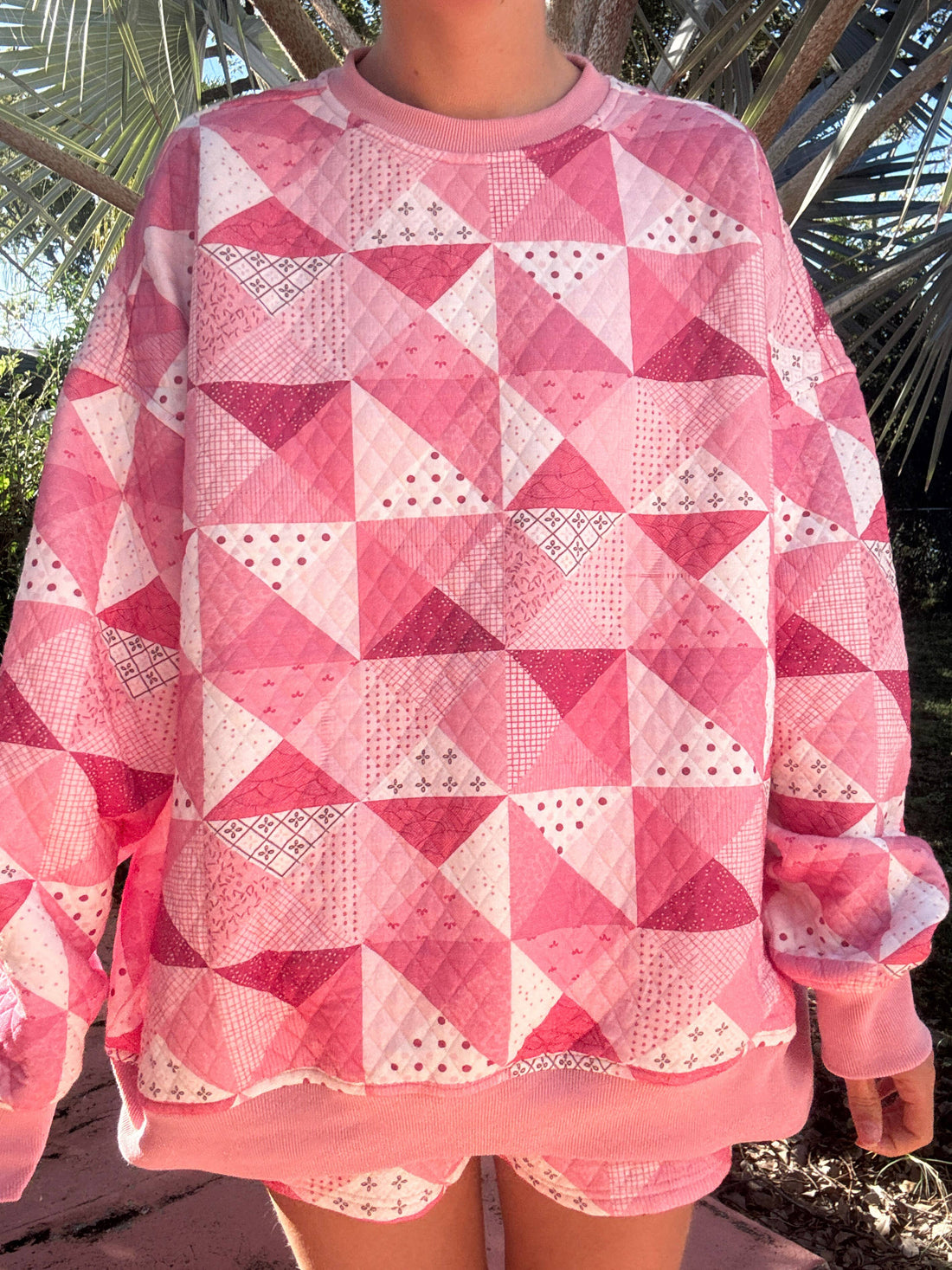 Gemma Quilted Patchwork Sweatshirt (shorts sold separately)
