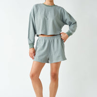 Boardwalk Stripe Crewneck Set: EUCALYPTUS/WHITE