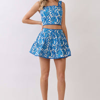Floral Print Scallop Trim Detail Crop Top