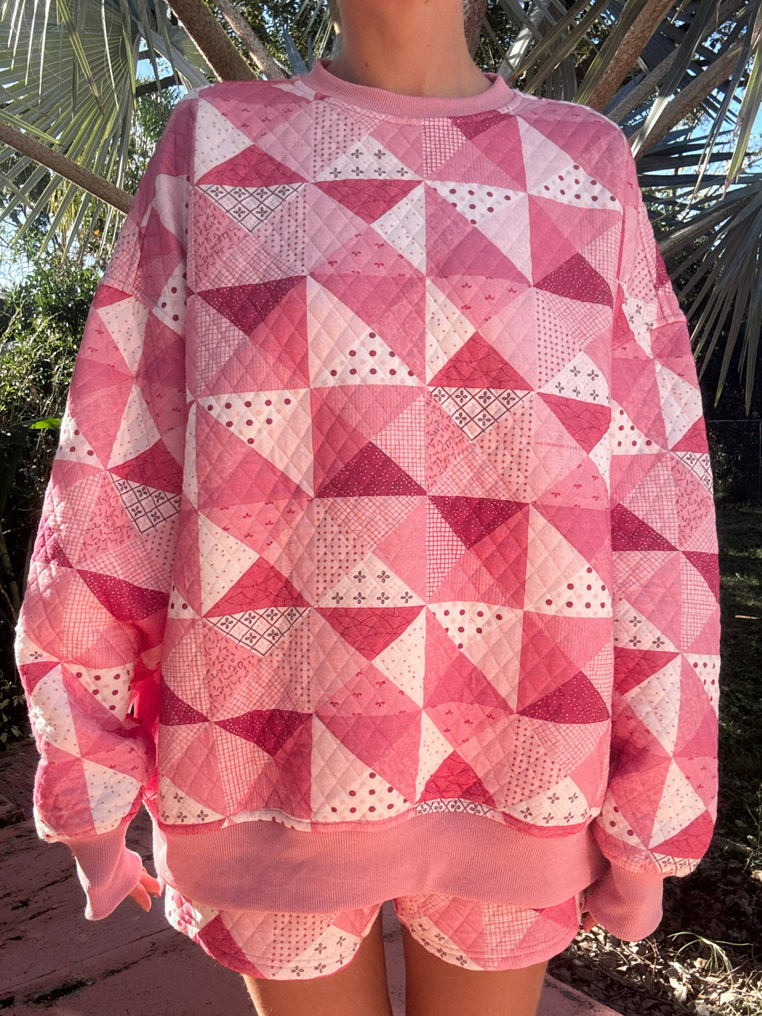 Gemma Quilted Patchwork Sweatshirt (shorts sold separately)