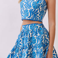 Floral Print Tiered High Rise Mini Skirt