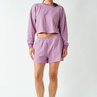 Boardwalk Stripe Crewneck Set: MULBERRY/WHITE