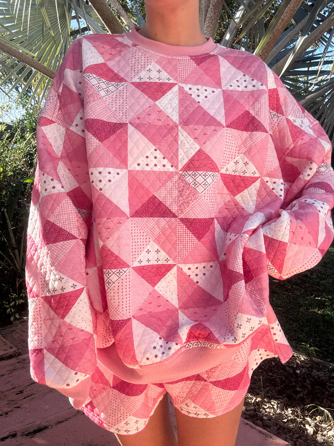 Gemma Quilted Patchwork Sweatshirt (shorts sold separately)