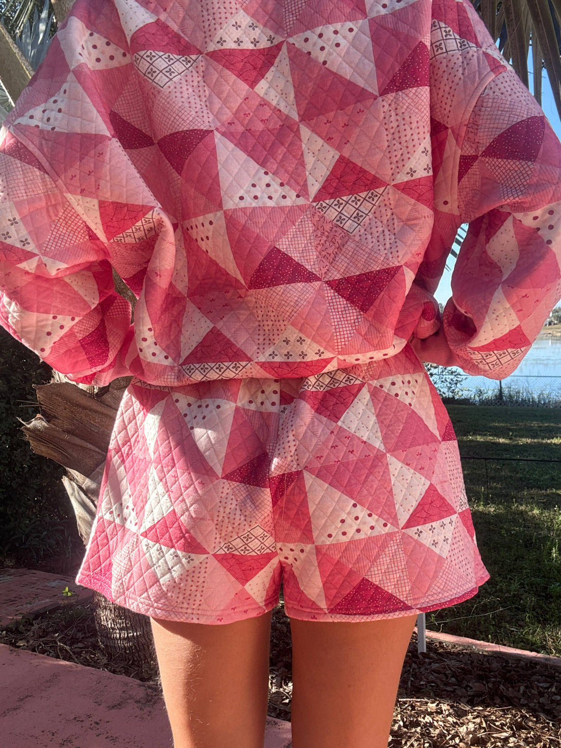 Gemma Patchwork Quilted Shorts (sweatshirt sold separately)