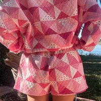 Gemma Patchwork Quilted Shorts (sweatshirt sold separately)