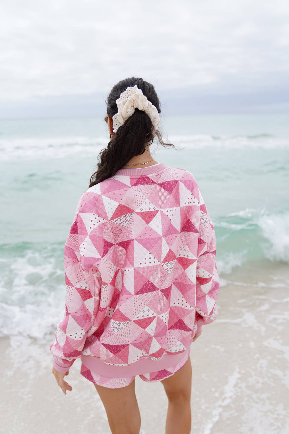 Gemma Quilted Patchwork Sweatshirt (shorts sold separately)