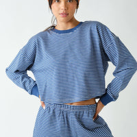 Boardwalk Stripe Crewneck Set: OCEAN/WHITE