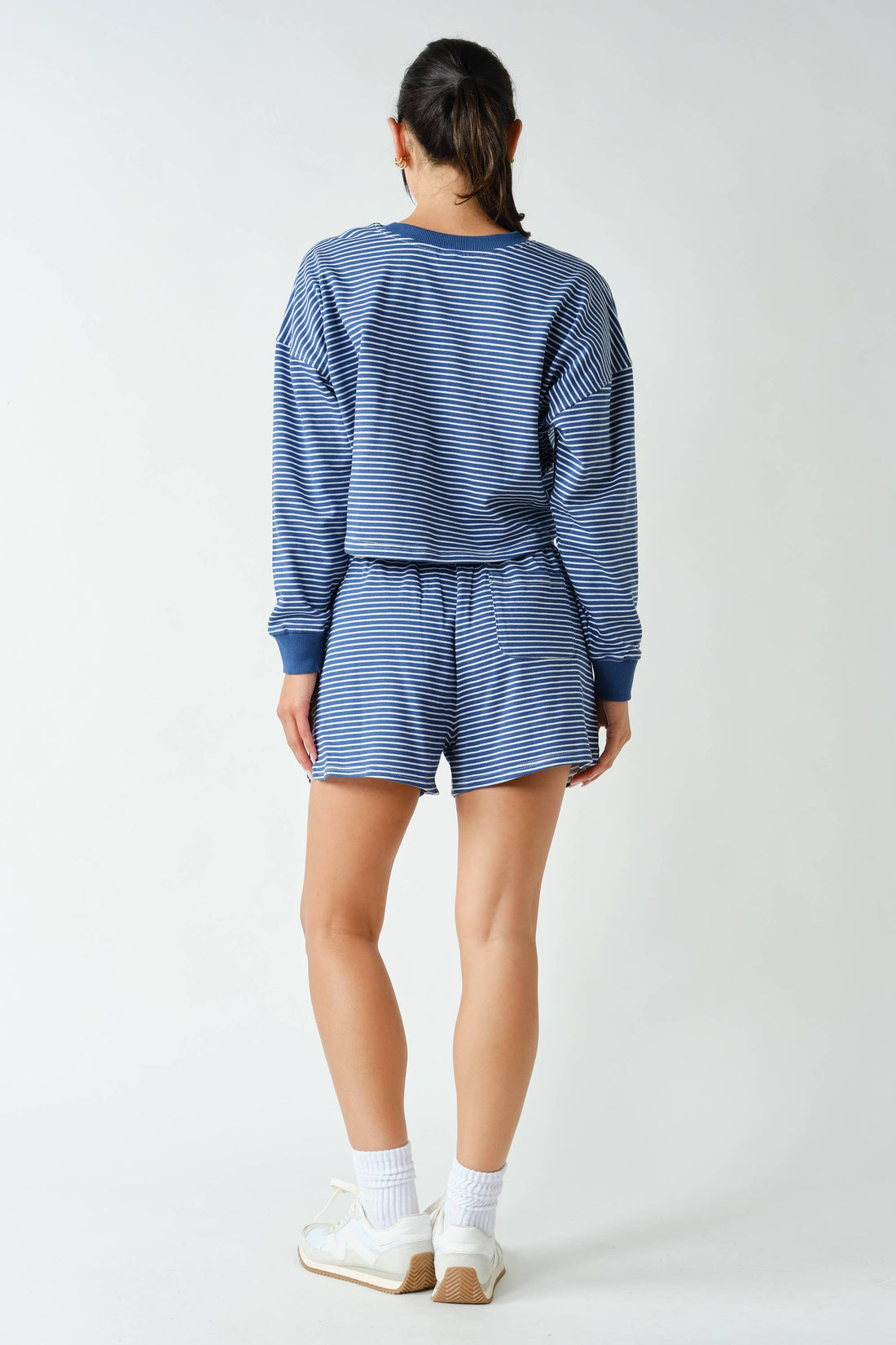 Boardwalk Stripe Crewneck Set: OCEAN/WHITE