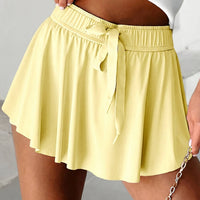 High Waist Drawstring Lined Sports Skorts