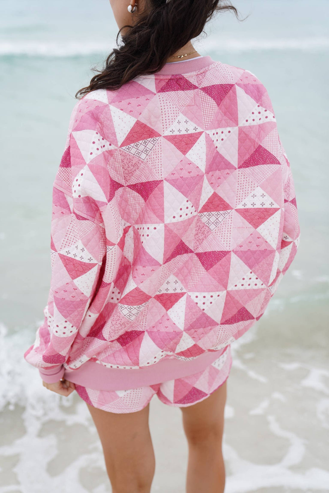 Gemma Quilted Patchwork Sweatshirt (shorts sold separately)