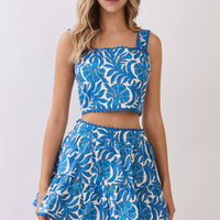 Floral Print Scallop Trim Detail Crop Top