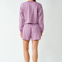 Boardwalk Stripe Crewneck Set: MULBERRY/WHITE