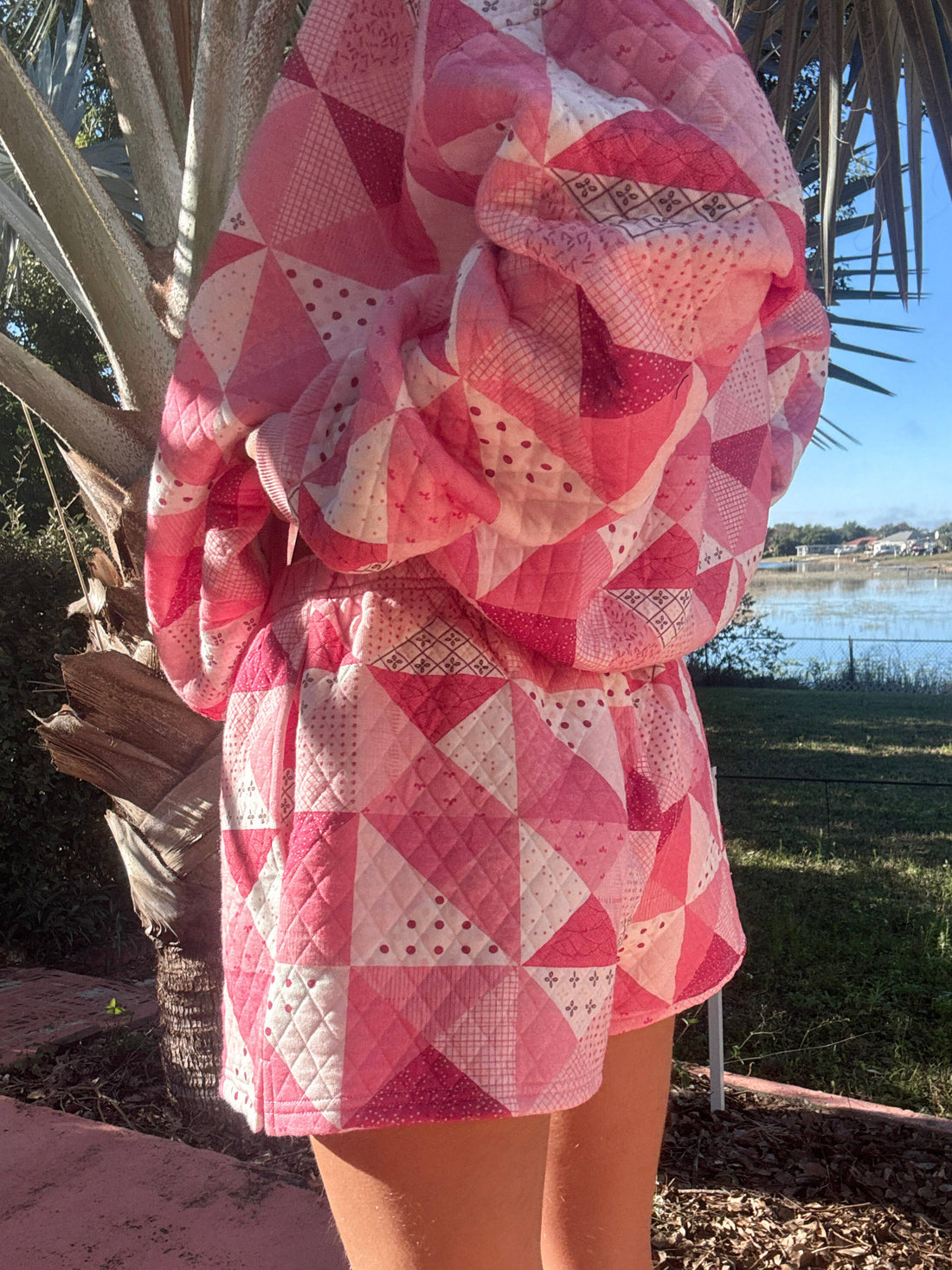 Gemma Patchwork Quilted Shorts (sweatshirt sold separately)