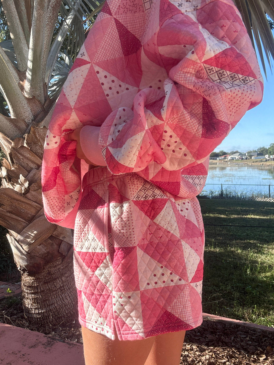 Gemma Patchwork Quilted Shorts (sweatshirt sold separately)