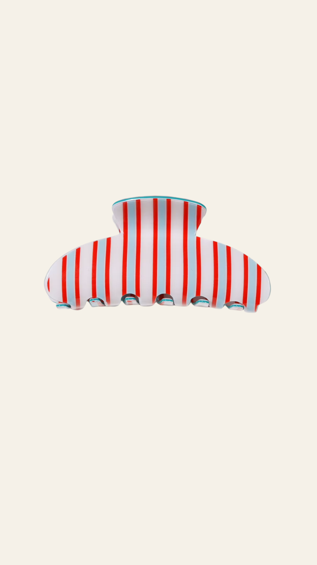 Striped Hair Claw Clip - White MULTI