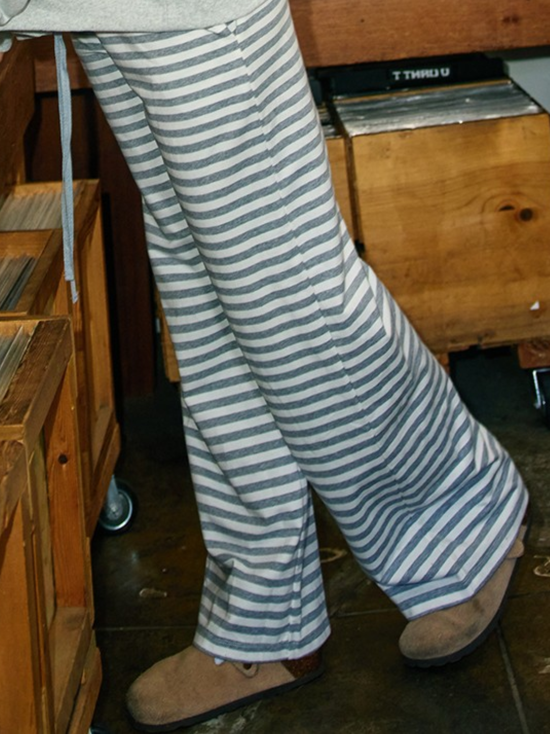 Drawstring Waist Stripe Print Pants