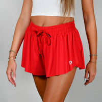 Flutter Away Butterfly Shorts - Red: Small