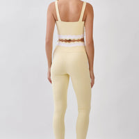 Scallop Trim High Waisted Active Leggings: BUTTER YELLOW