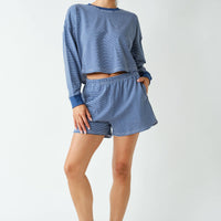 Boardwalk Stripe Crewneck Set: OCEAN/WHITE