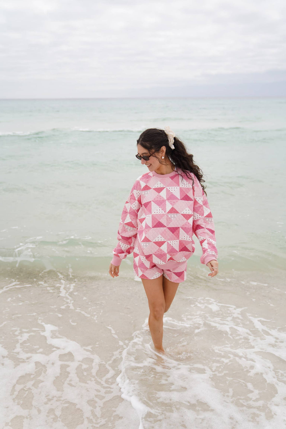 Gemma Quilted Patchwork Sweatshirt (shorts sold separately)