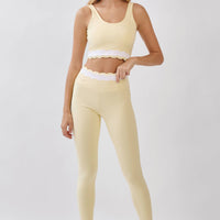 Scallop Trim Active Crop Top: BUTTER YELLOW