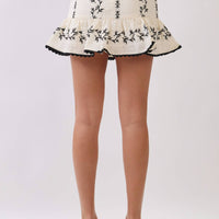 Contrast Floral Embroidered Mini Skirt